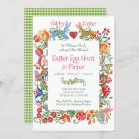 Easter Folk Floral Bunny Rabbit Gingham Egg Hunt