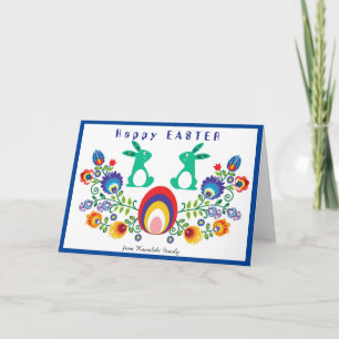 🐰🐇Easter Folklore with 2 bunnies,  Card