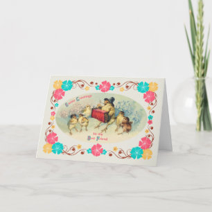 Easter for Best Friend Vintage Musical Chicks Holiday Card