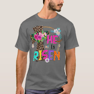 Easter For Christian n Girls Mom He Is Risen Leopa T-Shirt