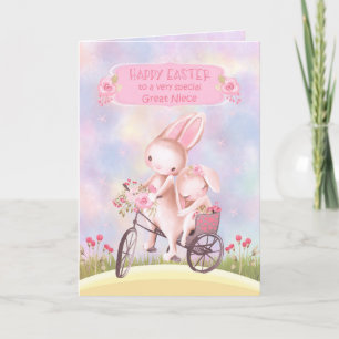 Easter for Great Niece Sweet Bunnies on a Bike Card