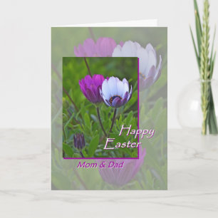 Easter for Mum and Dad Purple Flowers Holiday Card