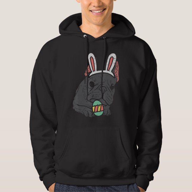 Easter French Bulldog Bunny Cute Frenchie Dog Men  Hoodie (Front)