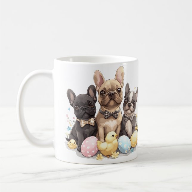 Easter French Bulldogs Coffee Mug (Left)