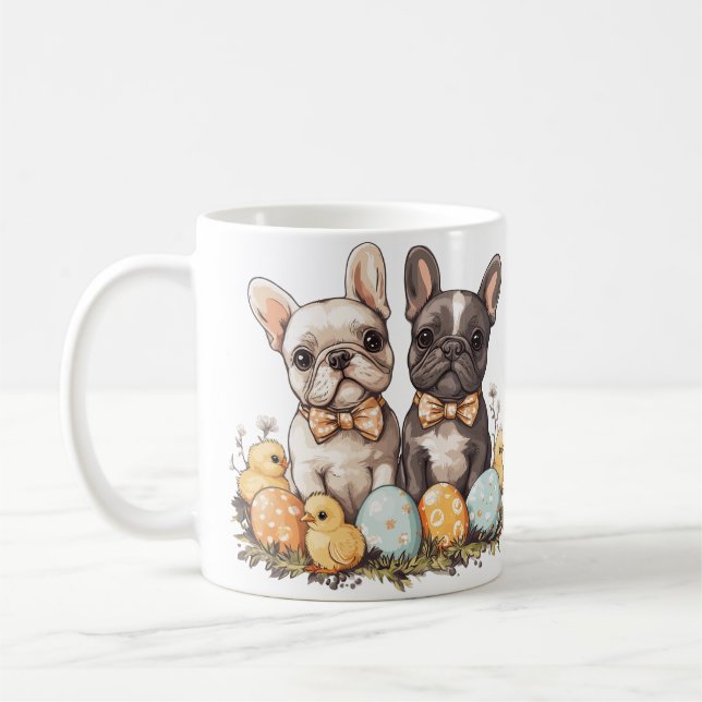 Easter French Bulldogs Coffee Mug (Left)