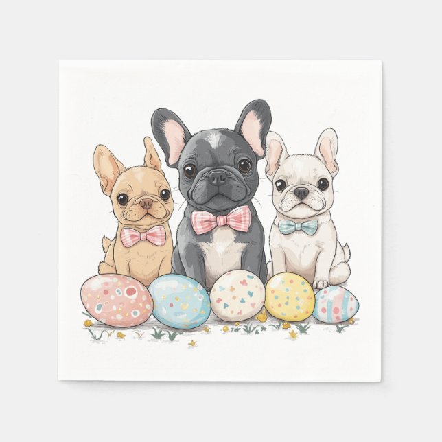 Easter French Bulldogs Napkin (Front)