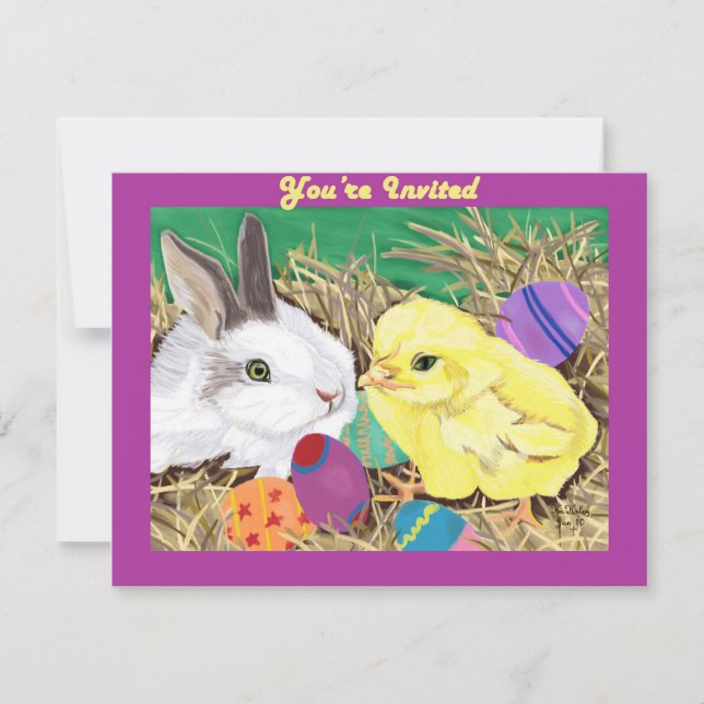 Easter Friends customisable invitation (Front)