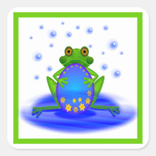 Easter Frog Square Sticker