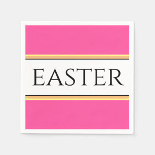 EASTER Fun Bright Pretty Pink White Yellow Stripes Napkin
