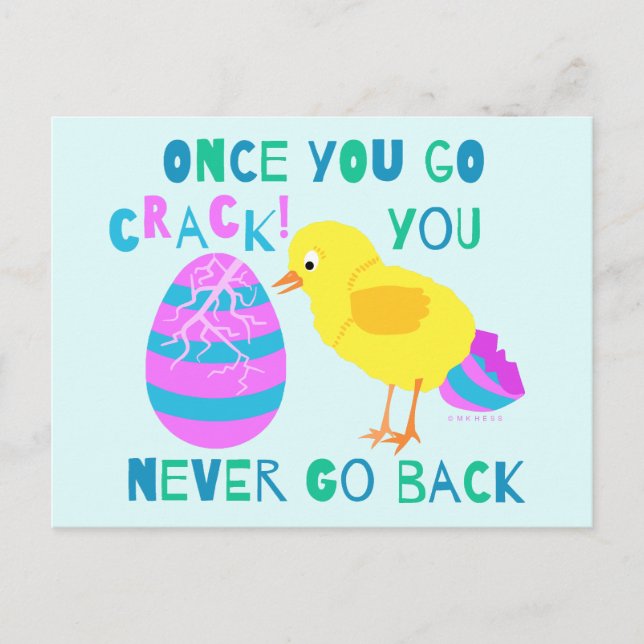 Easter Funny Chick Egg Crack Cartoon Humour Holiday Postcard (Front)