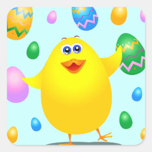 Easter funny chick square sticker