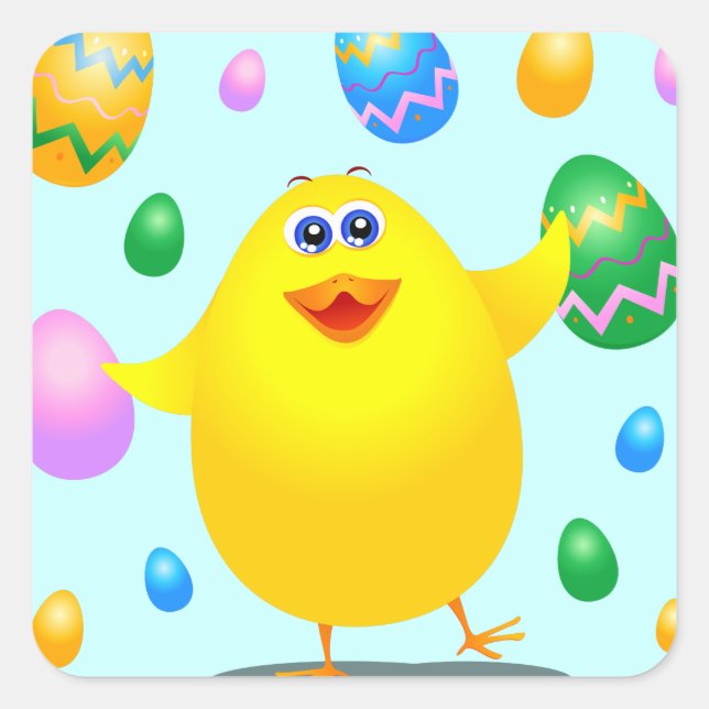 Easter funny chick square sticker (Front)