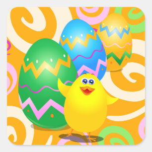 Easter funny chick square sticker