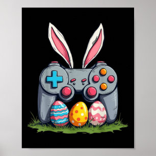 Easter Gamer Bunny Boys Kids Men Teens Video Game Poster