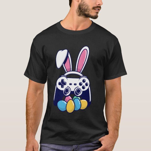 Easter Gamer Bunny Controller Eggs T-Shirt (Front)