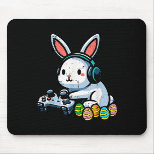 Easter gamer bunny rabbit video game men boys kids mouse mat