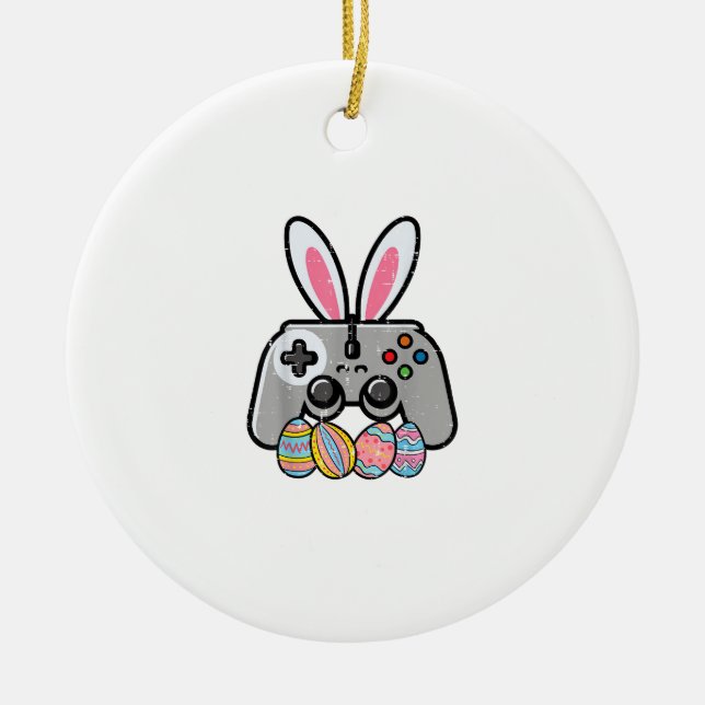 Easter Gaming Controller Bunny Ears Boys Kids Yout Ceramic Tree Decoration (Front)
