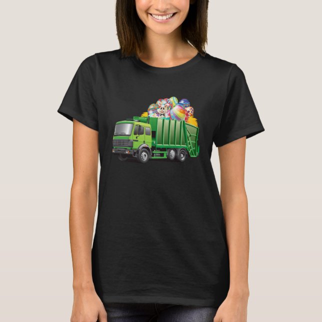 Easter Garbage Truck Eggs Funny Easter Day For Boy T-Shirt (Front)