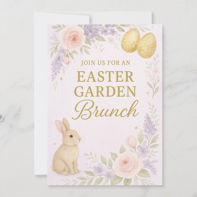 Easter Garden Brunch Invitation | Luxury Floral  (Front)