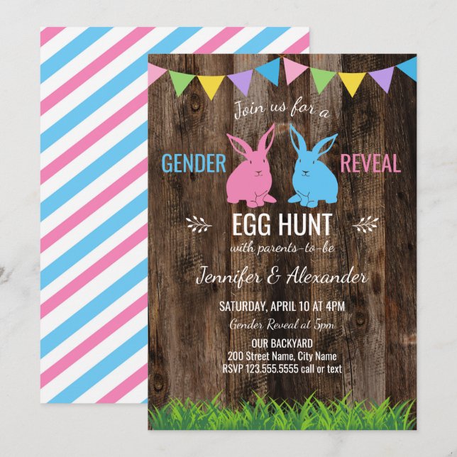 Easter Gender Reveal Invitation (Front/Back)