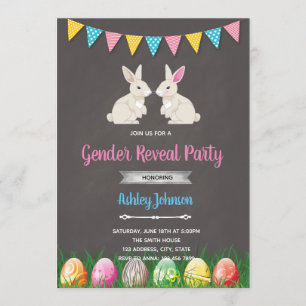 Easter gender reveal invitation card