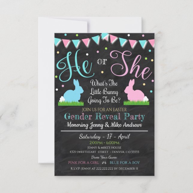 Easter Gender Reveal Party Invitation (Front)