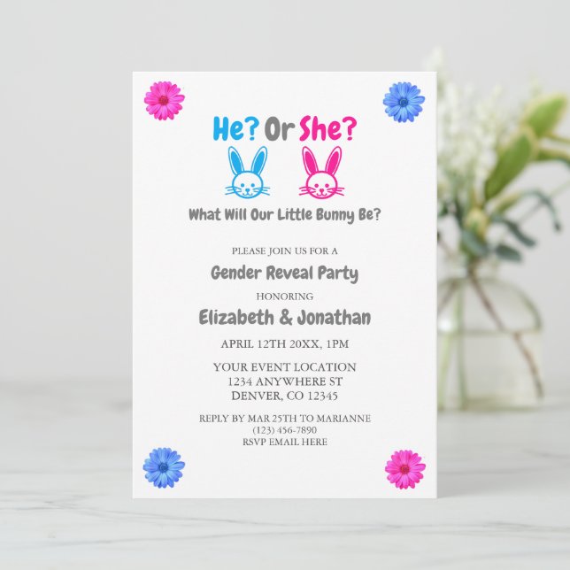 Easter Gender Reveal Party Invitation (Standing Front)