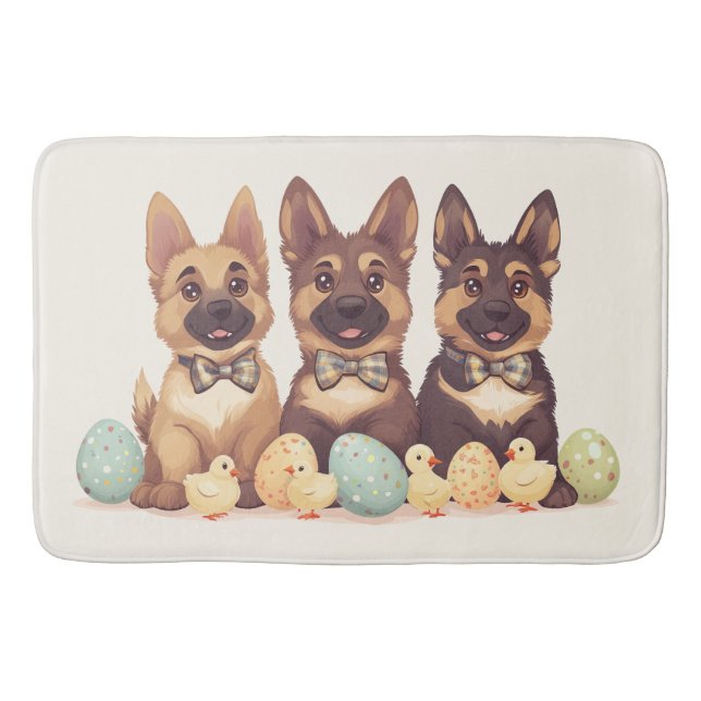 Easter German Shepherd Dogs Bath Mat (Front)