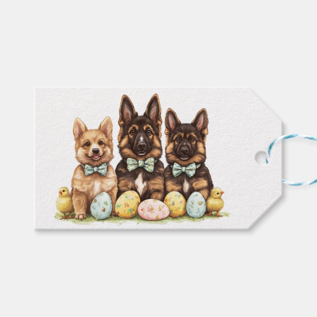 Easter German Shepherd Dogs Gift Tags (Front (Horizontal))