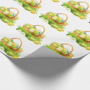 Easter Gift Wrap/Basket with Eggs and Flowers Wrapping Paper