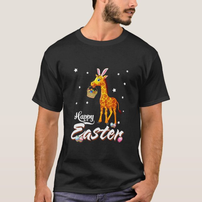 Easter Giraffe And Egg Basket Lets Hunt For Easter T-Shirt (Front)