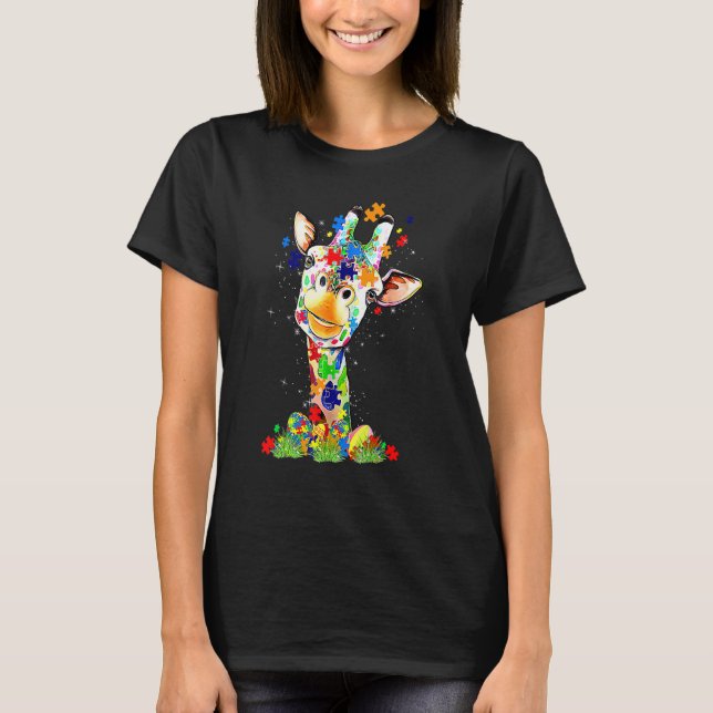 Easter Giraffe World Autism Awareness Day T-Shirt (Front)