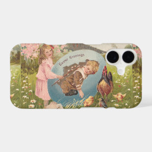 Easter Girl and Boy Victorian Antique Postcard