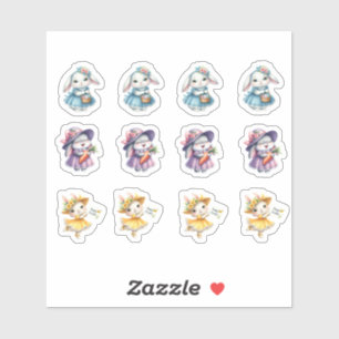 Easter Girl Bunnies In Pretty Dresses