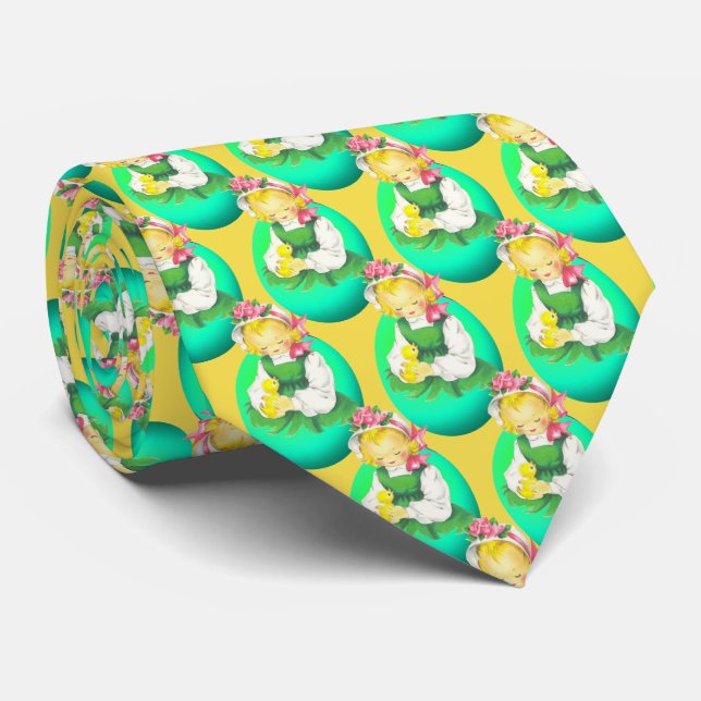 Easter Girl  Easter Chick and Easter Egg Tie (Rolled)