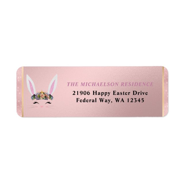 Easter Girly Blush Pink Floral Bunny (Front)