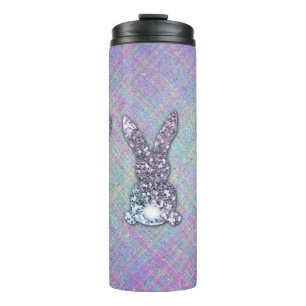 Easter Glitter Pastel Glam Bunnies On Plaid  Thermal Tumbler