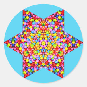 EASTER ~ GLOSSY! Multicolored CANDY Star Easter Classic Round Sticker
