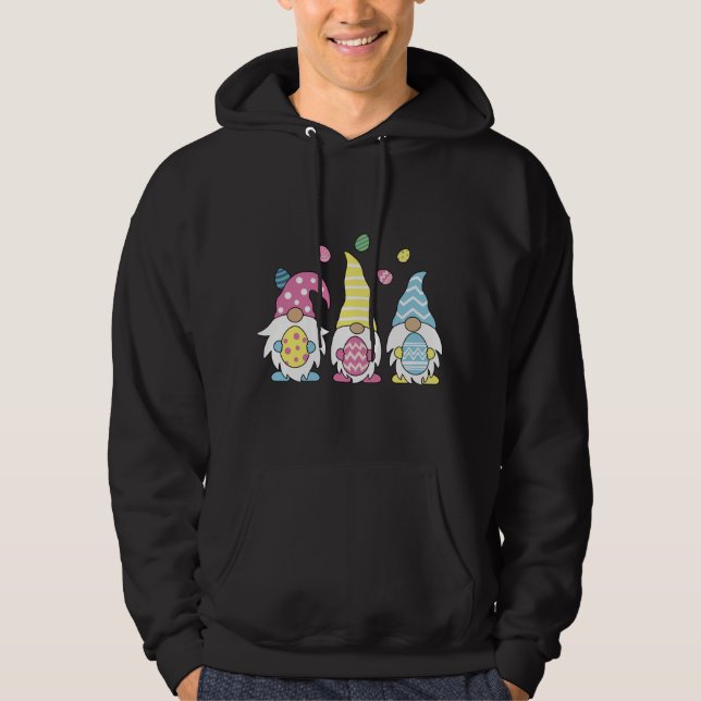 Easter Gnome 3 Cute Gnomes with Easter Eggs Hoodie (Front)
