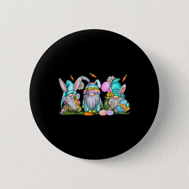 Easter Gnome 3 Cute Gnomes With Easter Eggs Spring 6 Cm Round Badge (Front)