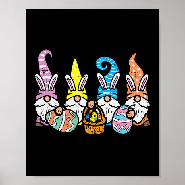Easter Gnome Bunnies Egg Hunting Men Women Kids Bo Poster (Front)