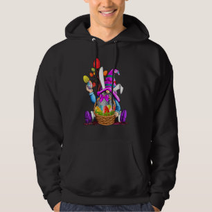Easter Gnome Bunny Ears Holding Easter Eggs Funny Hoodie