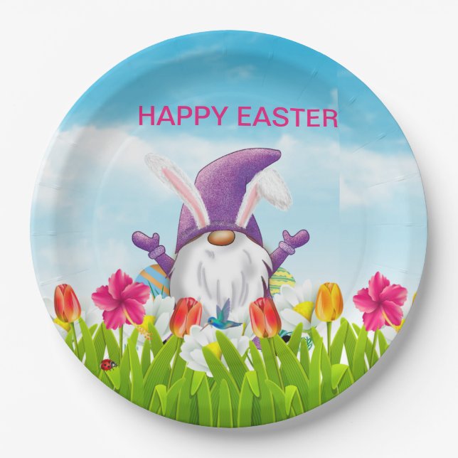 Easter Gnome    Napkins Paper Plate (Front)