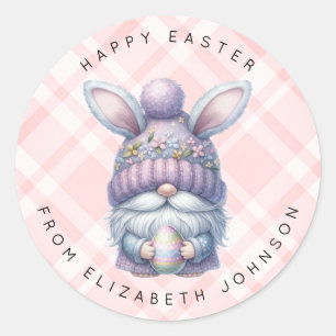 Easter Gnome Personalised Name Round Stickers