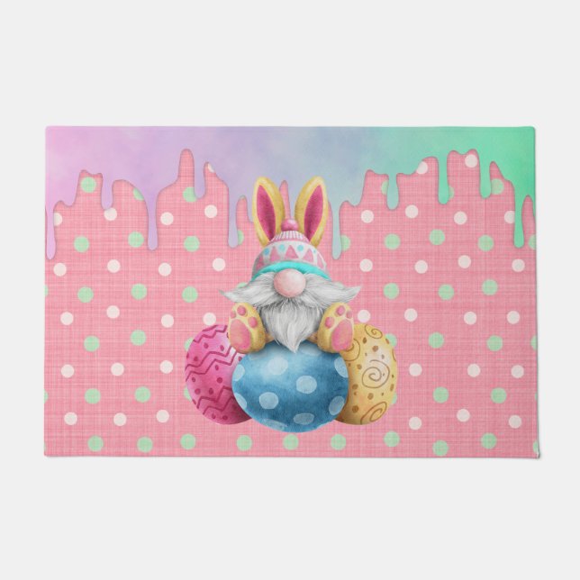 Easter Gnome Polkadot Eggs Icing Drips Doormat (Front)