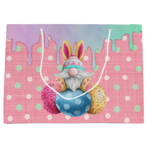 Easter Gnome Polkadot Eggs Icing Drips Large Gift Bag