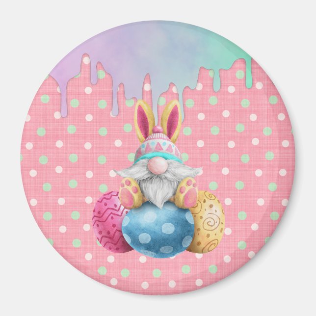Easter Gnome Polkadot Eggs Icing Drips Magnet (Front)