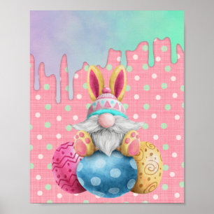 Easter Gnome Polkadot Eggs Icing Drips Poster