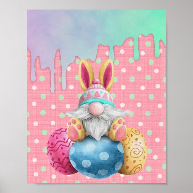 Easter Gnome Polkadot Eggs Icing Drips Poster (Front)