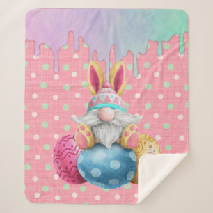 Easter Gnome Polkadot Eggs Icing Drips Sherpa Blanket